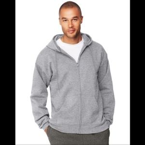 Hanes Light Grey Gray Zip Up Hoodie Hooded Jacket